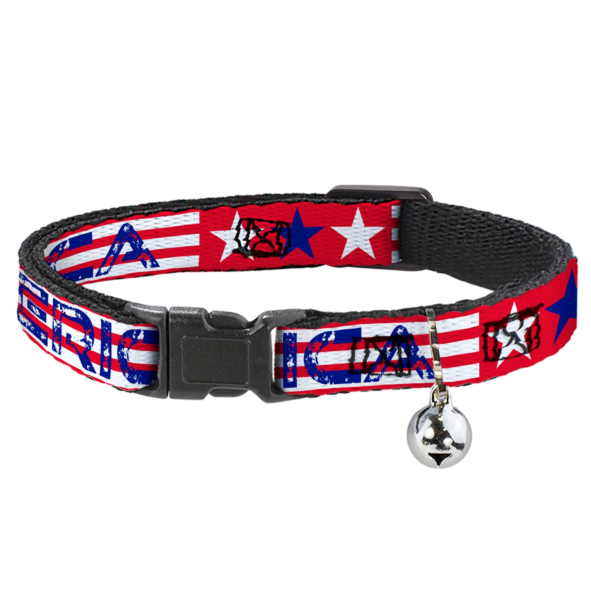 Cat Collar Breakaway - 'MERICA Stripes Stars Red White Blue Breakaway Cat Collars Buckle-Down
