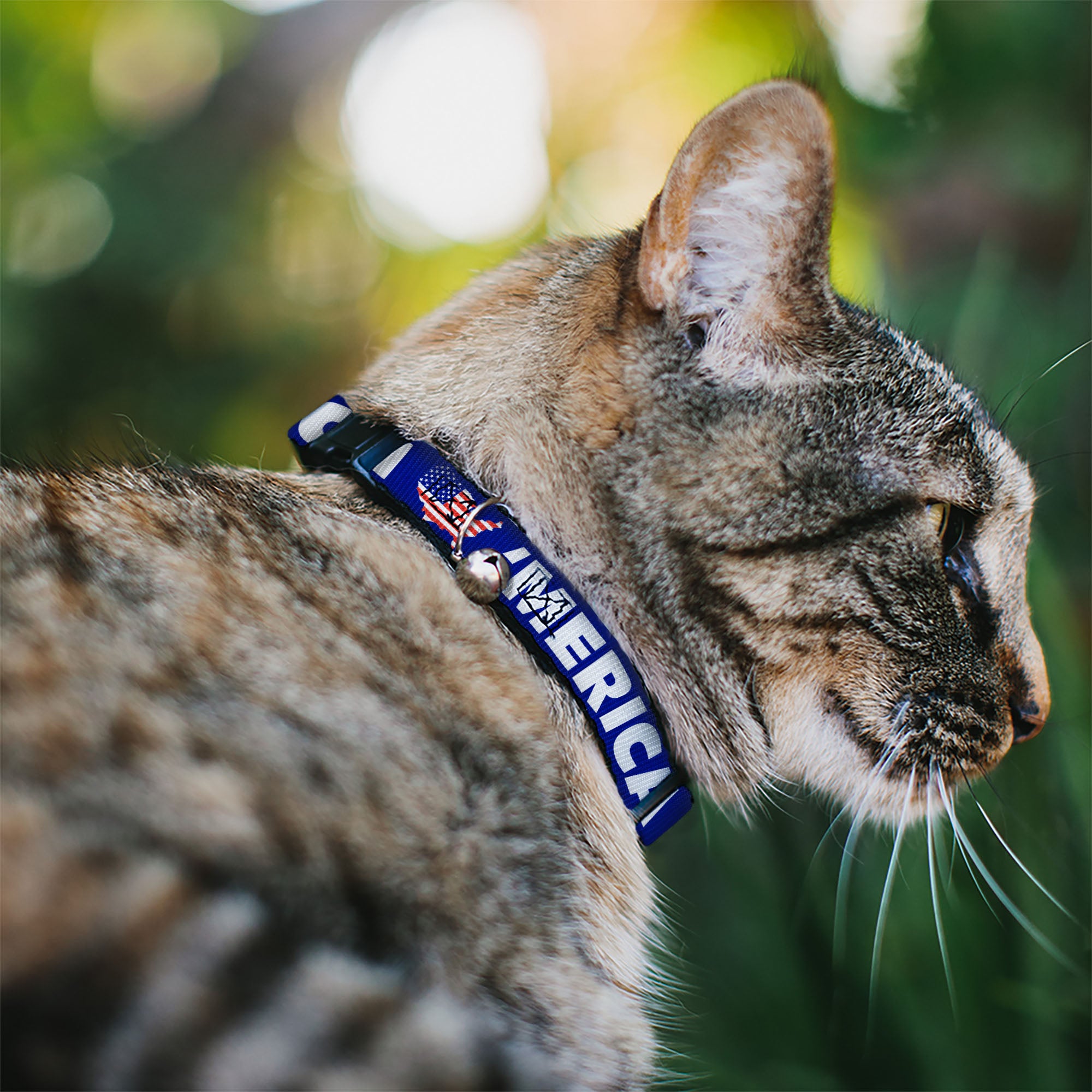 Cat Collar Breakaway - 'MERICA USA Silhouette Blue White US Flag Breakaway Cat Collars Buckle-Down
