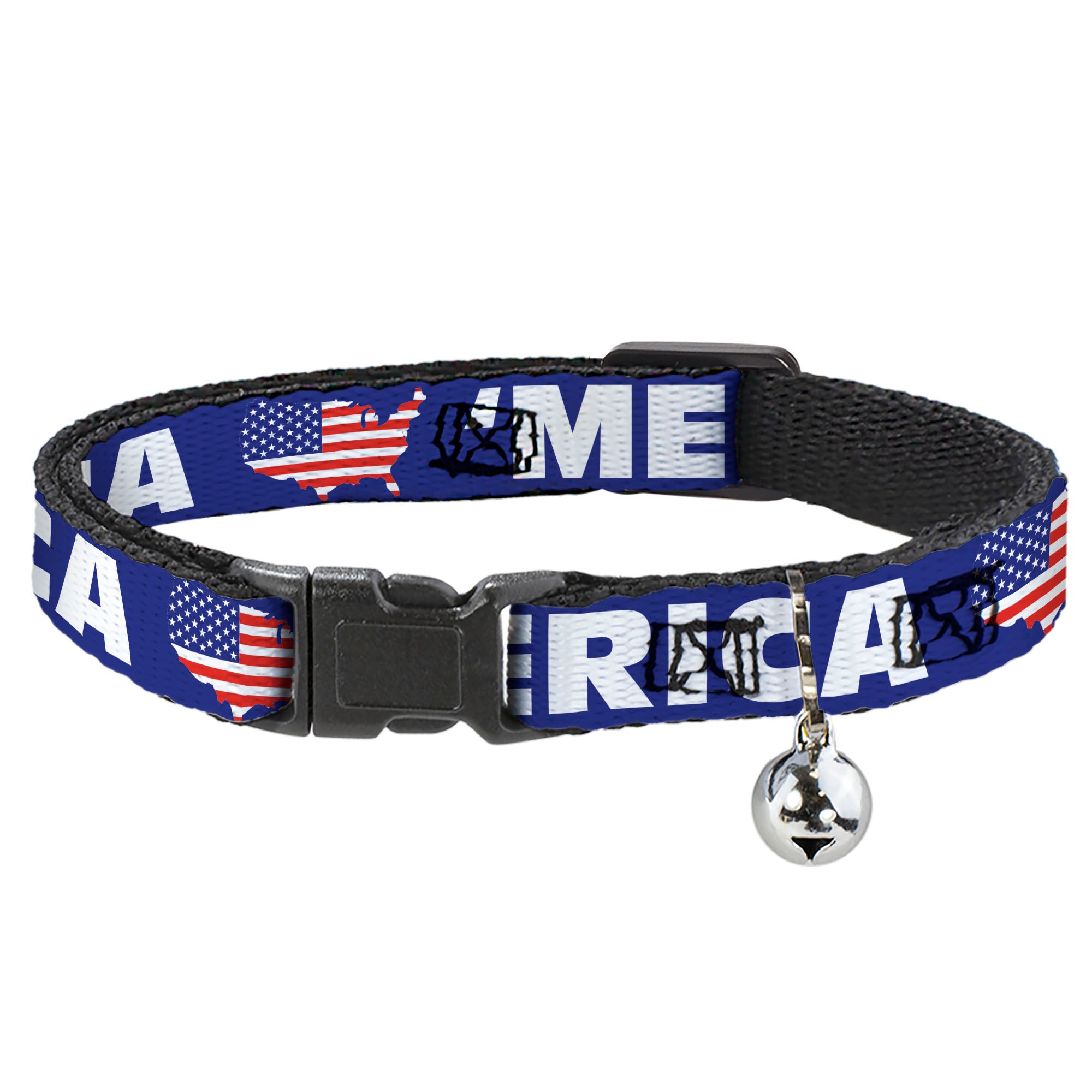 Cat Collar Breakaway - 'MERICA USA Silhouette Blue White US Flag Breakaway Cat Collars Buckle-Down