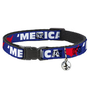 Cat Collar Breakaway - 'MERICA USA Silhouette Blue White Red Breakaway Cat Collars Buckle-Down
