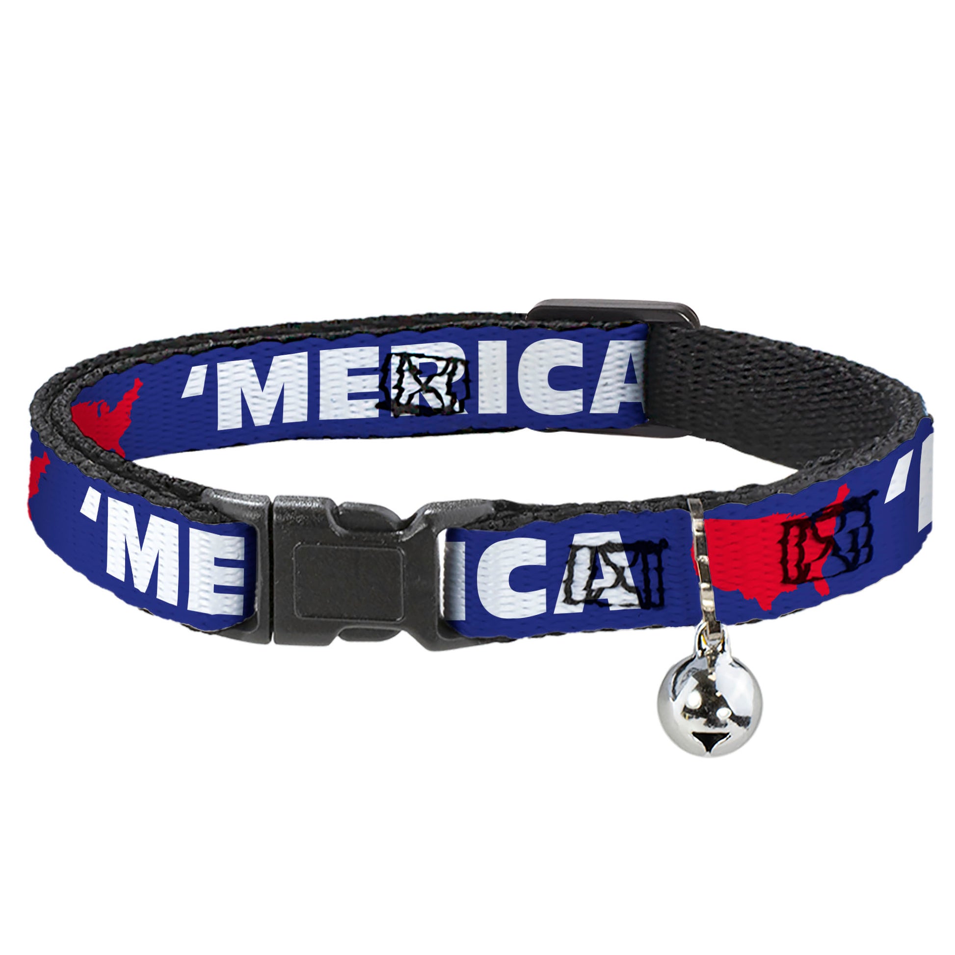Cat Collar Breakaway - 'MERICA USA Silhouette Blue White Red Breakaway Cat Collars Buckle-Down