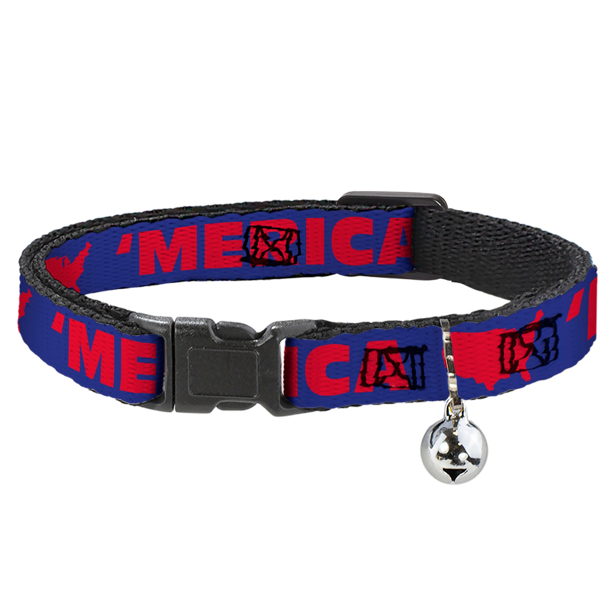 Cat Collar Breakaway - 'MERICA USA Silhouette Blue Red Breakaway Cat Collars Buckle-Down