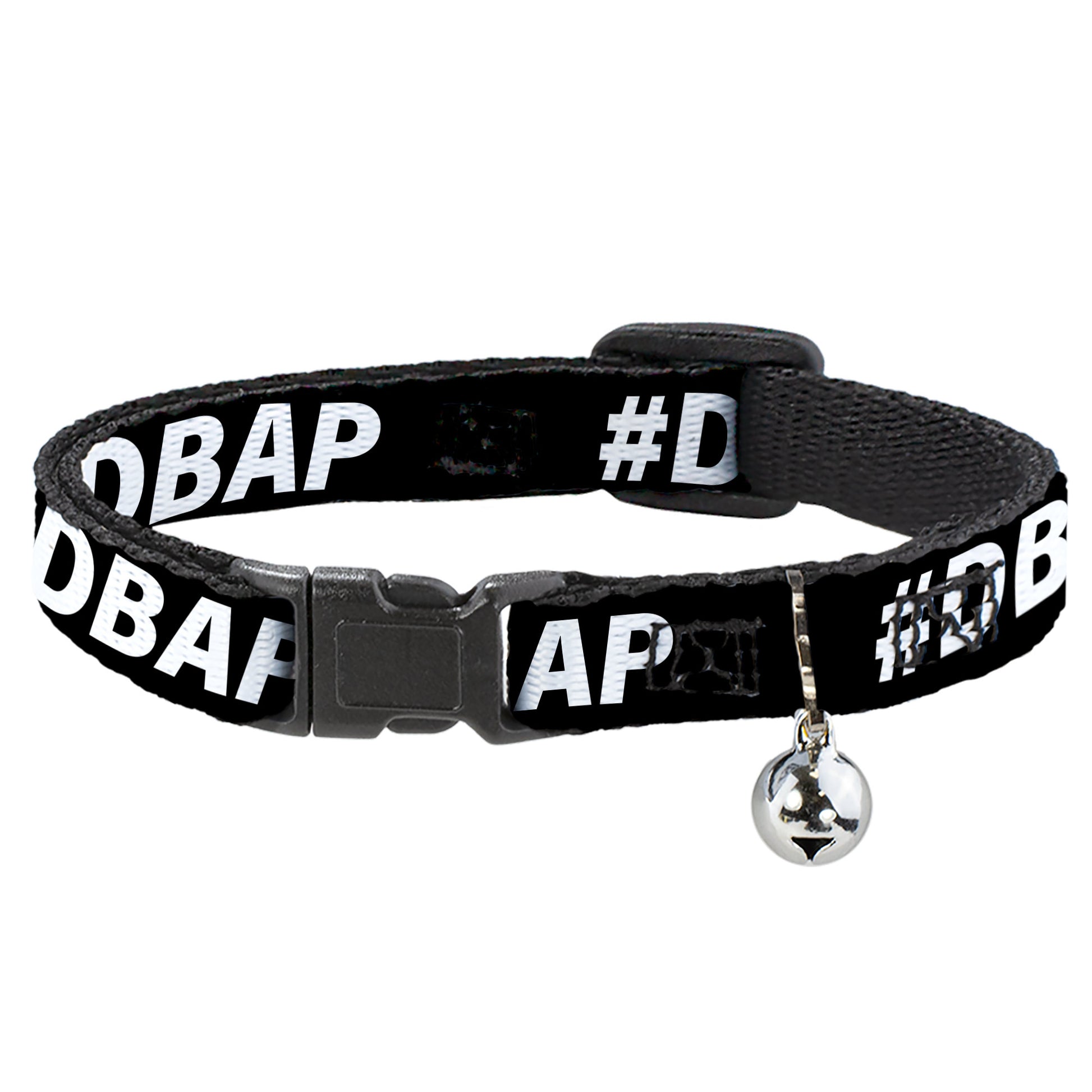 Breakaway Cat Collar with Bell - #DBAP Hash Tag Text Black/White Breakaway Cat Collars Buckle-Down   
