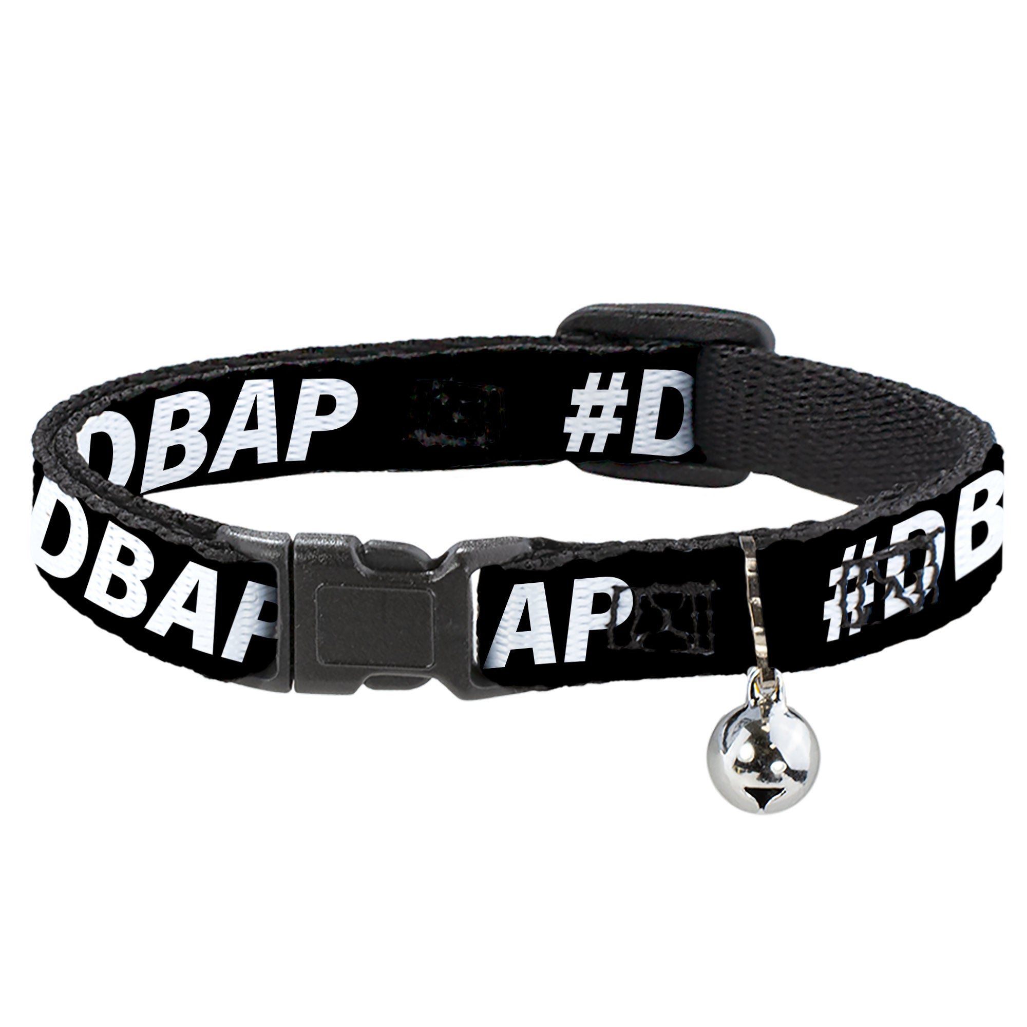 Breakaway Cat Collar with Bell - #DBAP Hash Tag Text Black/White Breakaway Cat Collars Buckle-Down   