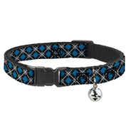 Cat Collar Breakaway - Argyle Black Gray Turquoise Breakaway Cat Collars Buckle-Down