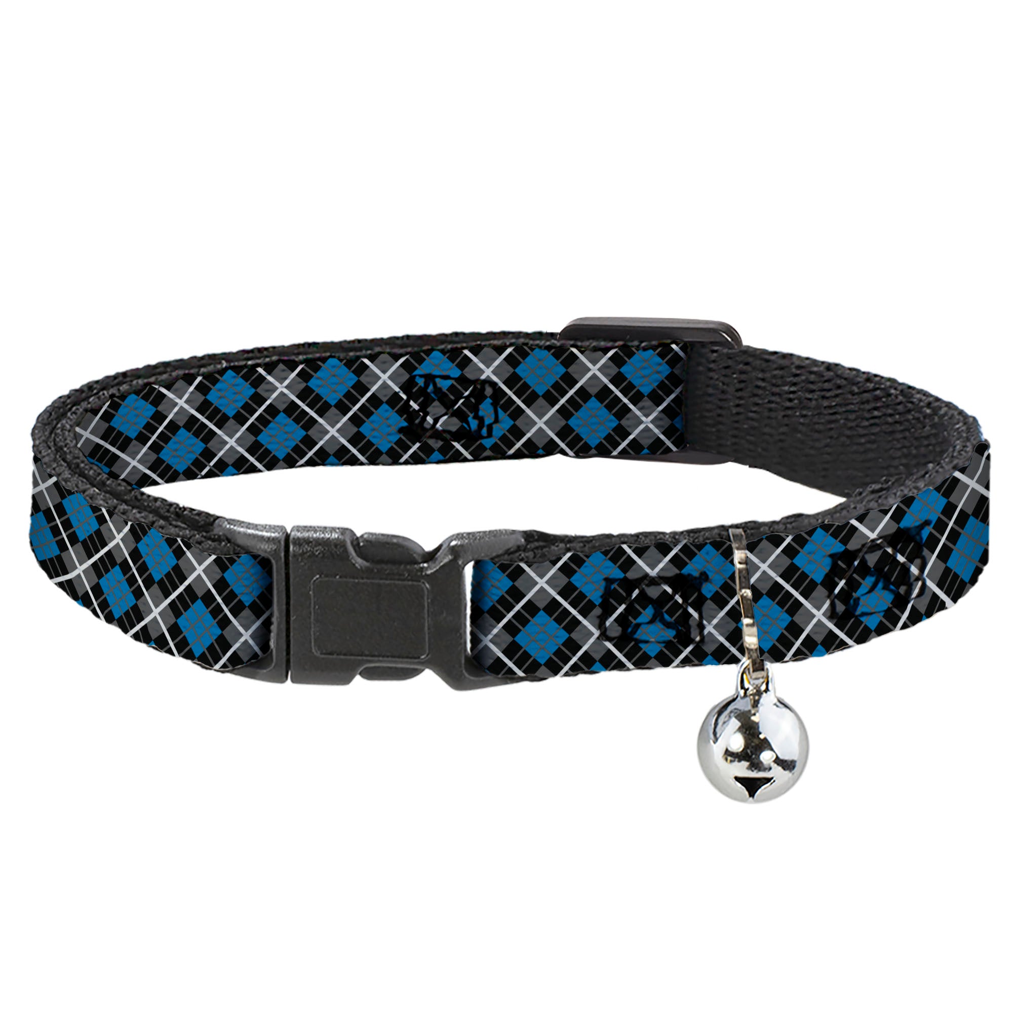 Cat Collar Breakaway - Argyle Black Gray Turquoise Breakaway Cat Collars Buckle-Down