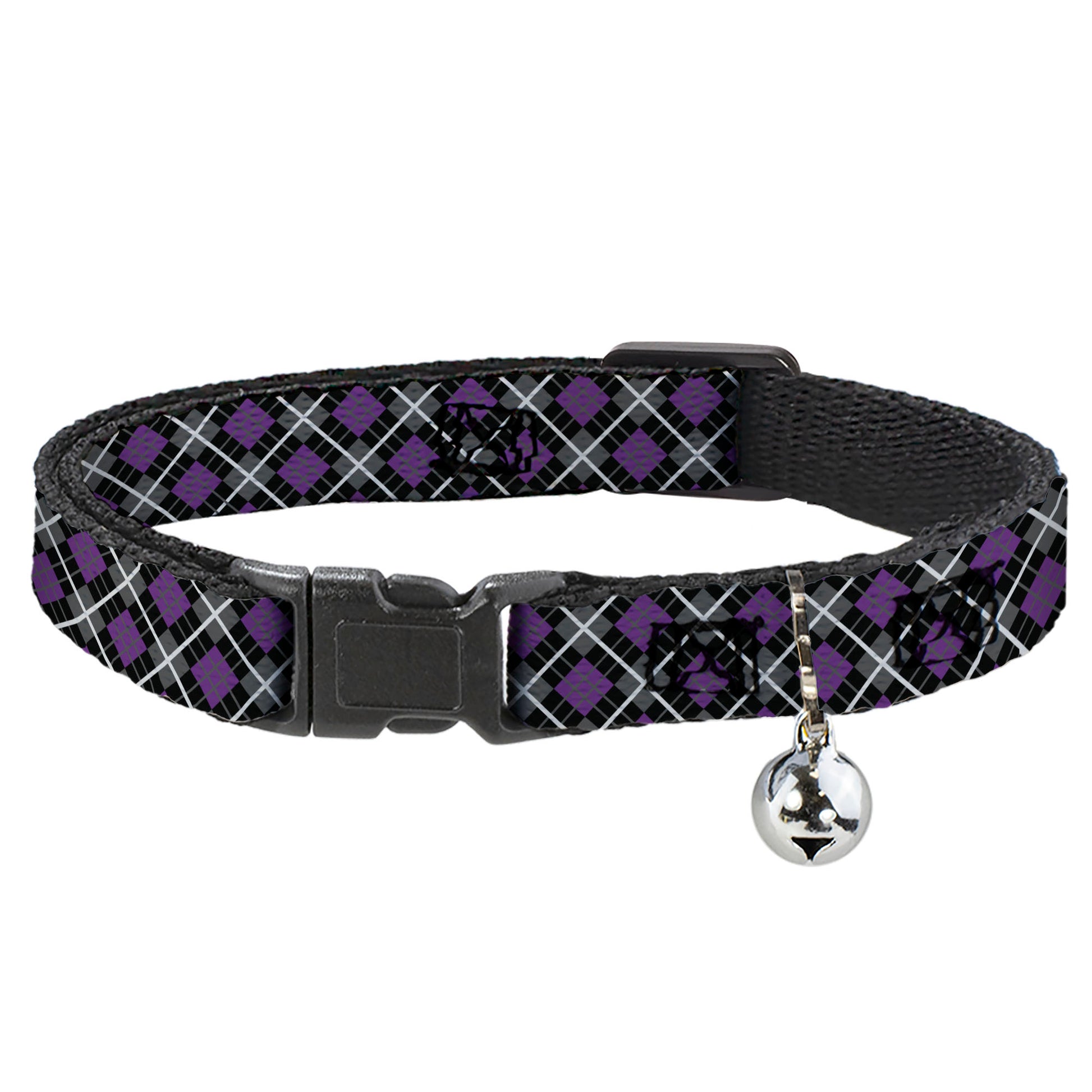 Cat Collar Breakaway - Argyle Black Gray Purple Breakaway Cat Collars Buckle-Down