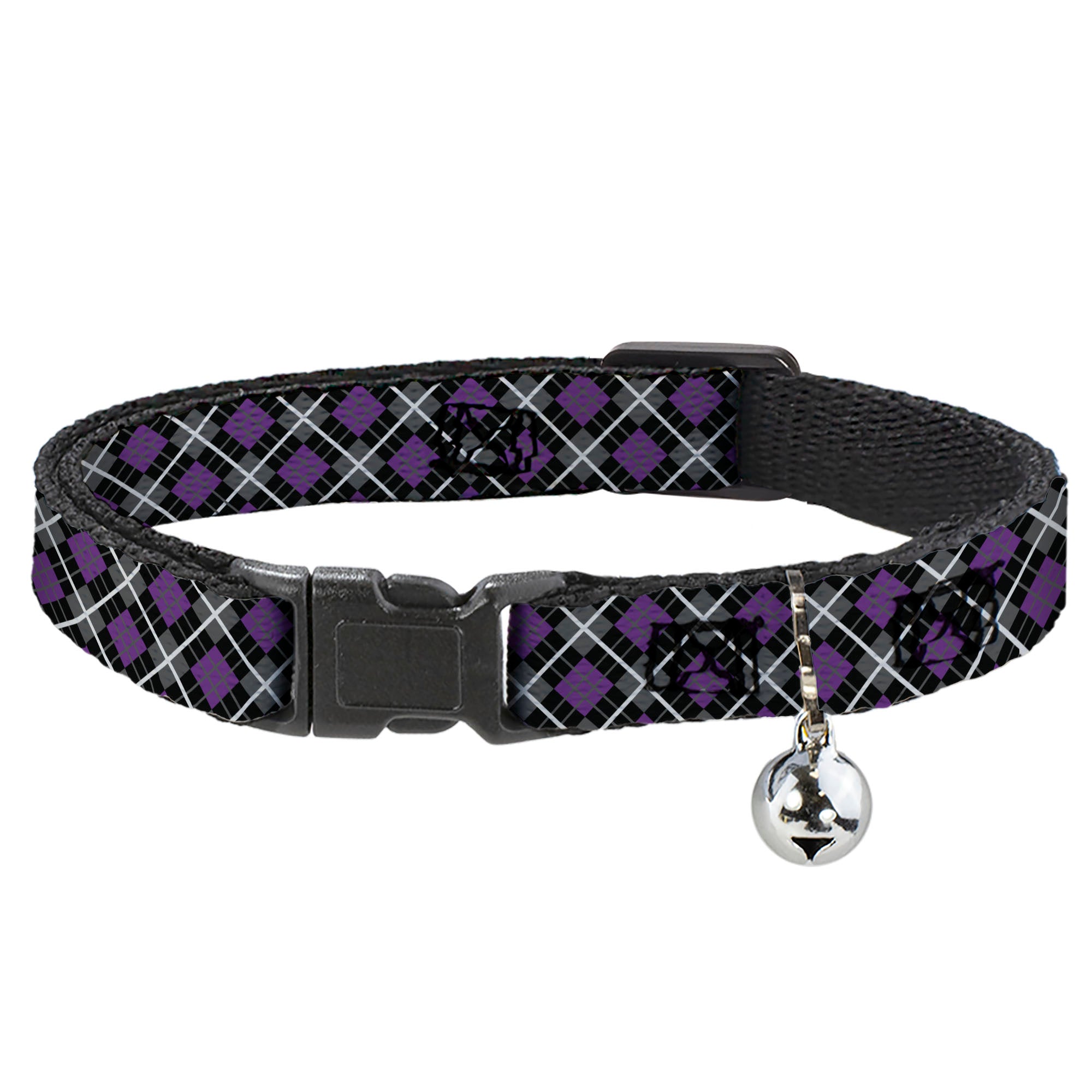 Cat Collar Breakaway - Argyle Black Gray Purple Breakaway Cat Collars Buckle-Down