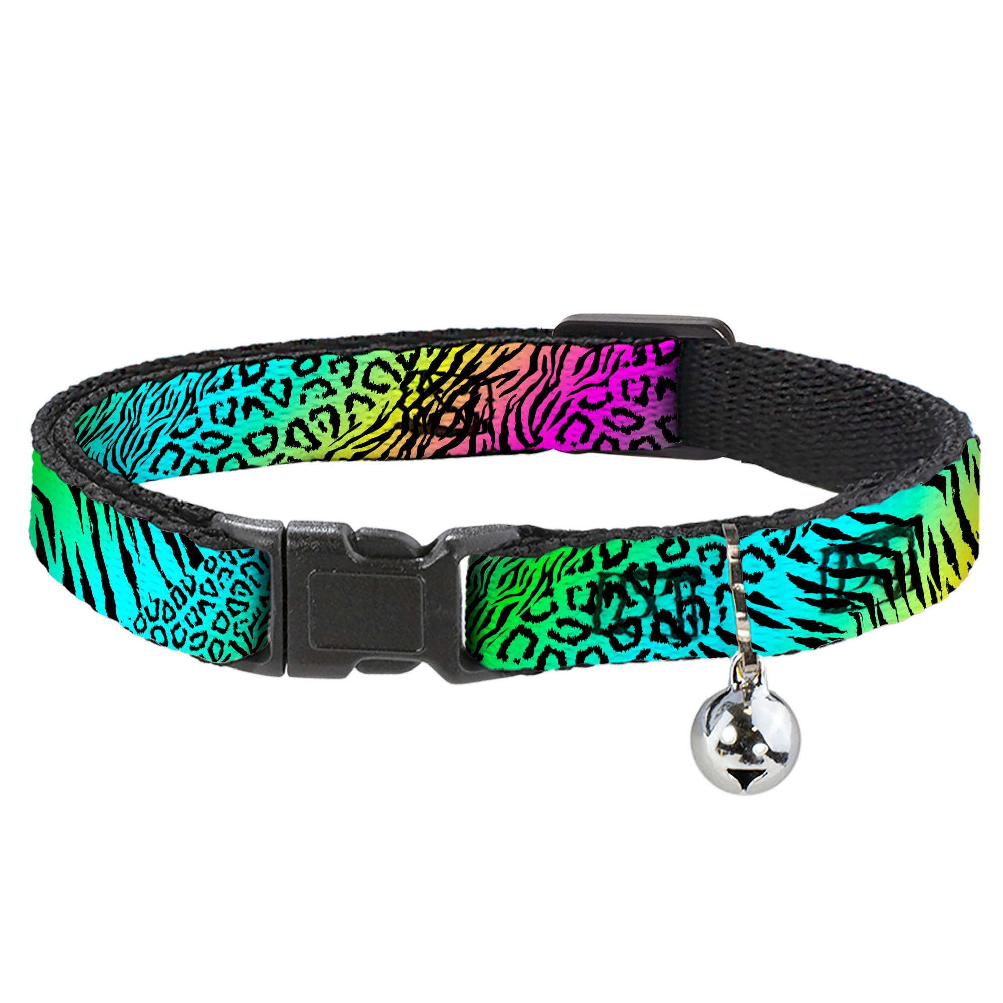 Cat Collar Breakaway - Animal Skins Rainbow Black Breakaway Cat Collars Buckle-Down