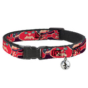 Cat Collar Breakaway - Angry Bunnies CLOSE-UP Purple Red Blue Breakaway Cat Collars Buckle-Down