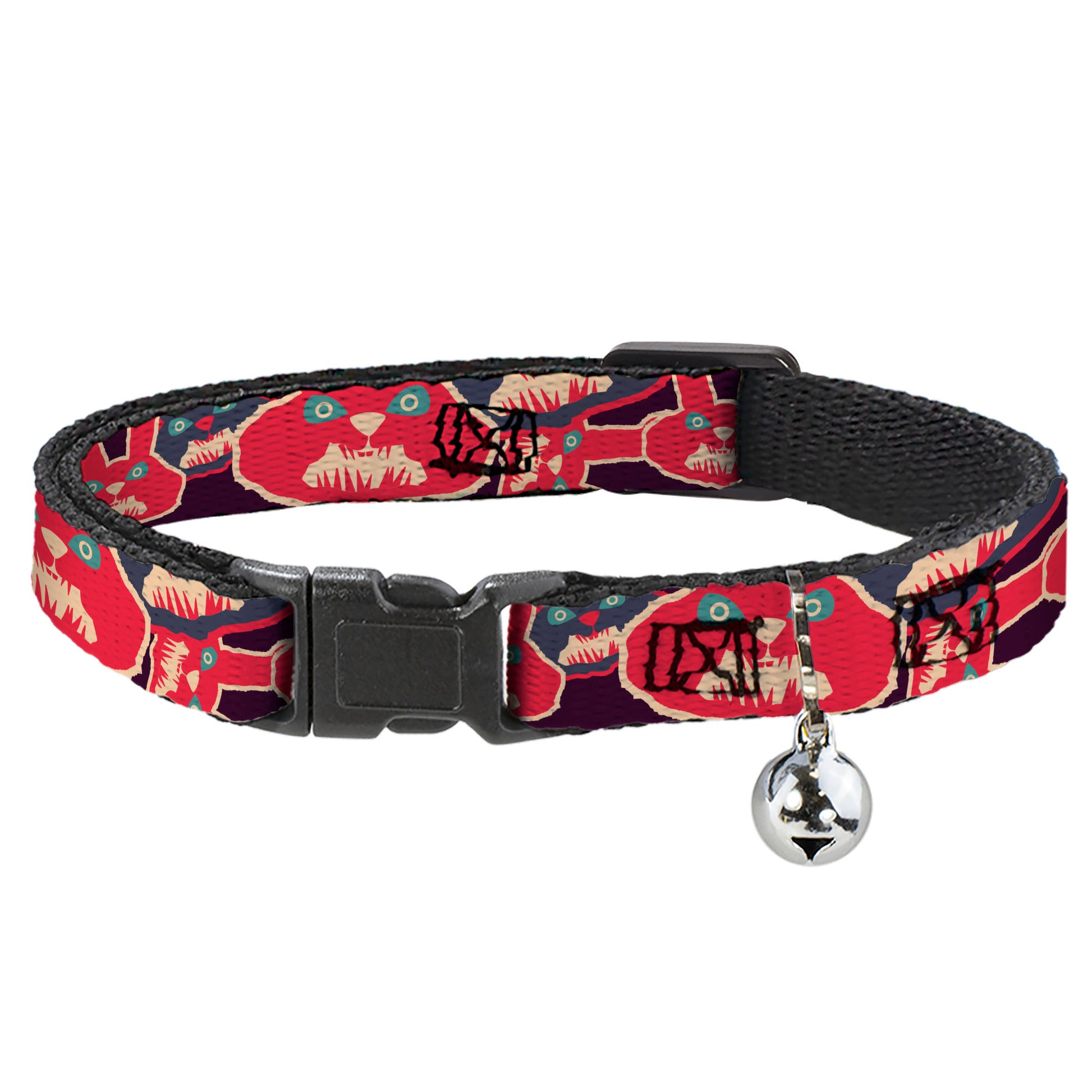 Cat Collar Breakaway - Angry Bunnies CLOSE-UP Purple Red Blue Breakaway Cat Collars Buckle-Down