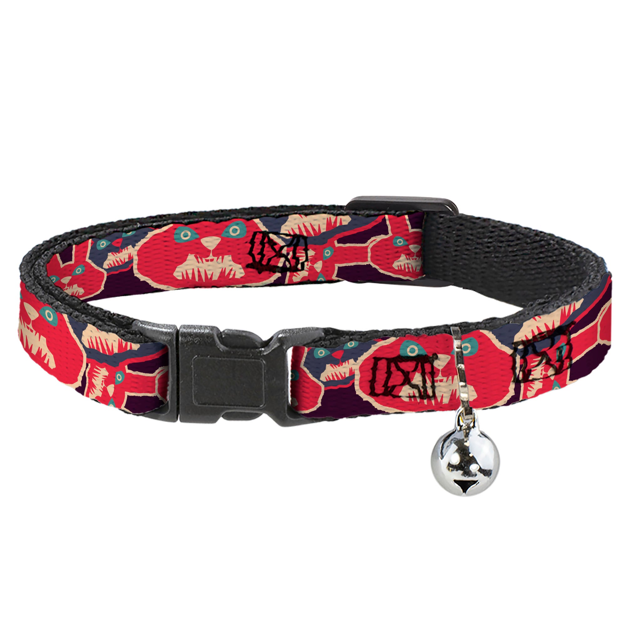 Cat Collar Breakaway - Angry Bunnies CLOSE-UP Purple Red Blue Breakaway Cat Collars Buckle-Down