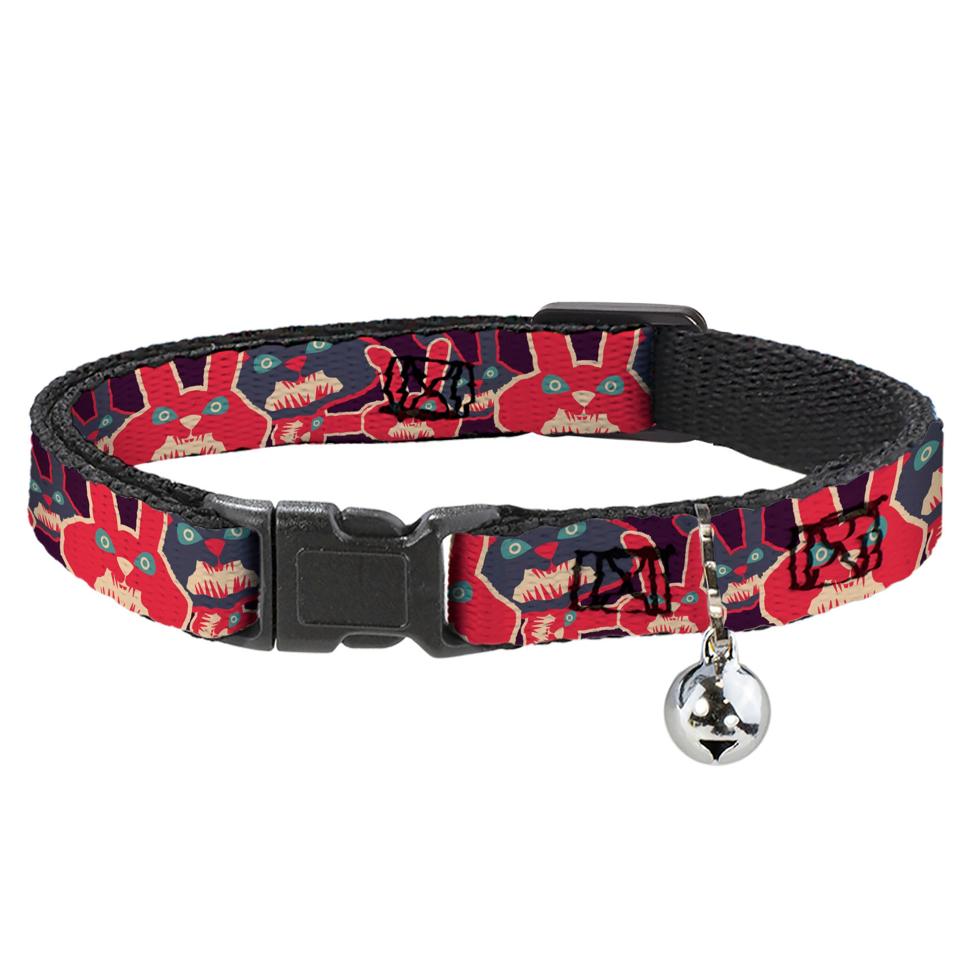 Cat Collar Breakaway - Angry Bunnies Purple Red Blue Breakaway Cat Collars Buckle-Down
