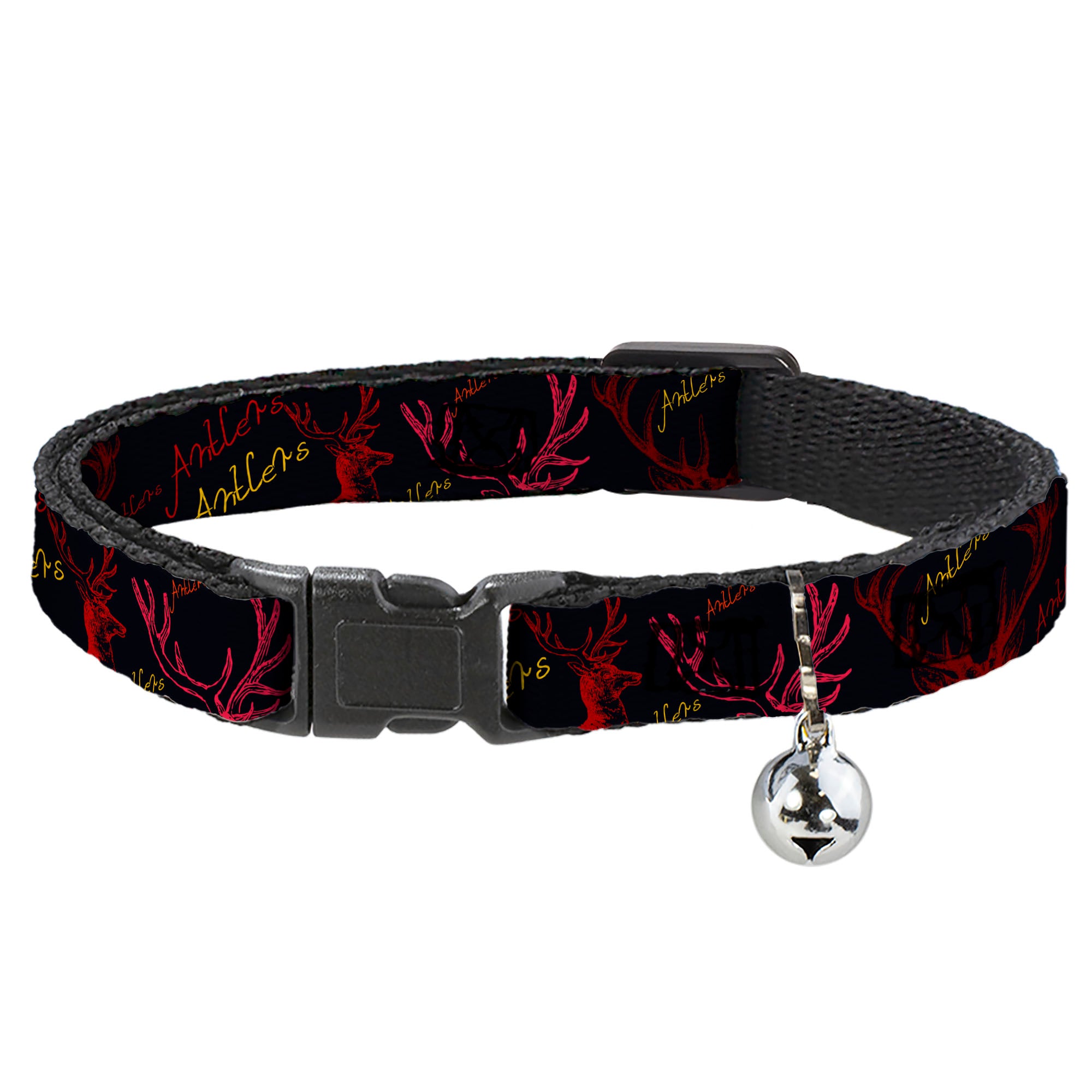 Cat Collar Breakaway - Antlers Black Burgundy Gold Breakaway Cat Collars Buckle-Down