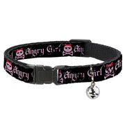 Cat Collar Breakaway - Angry Girl Black Pink Breakaway Cat Collars Buckle-Down