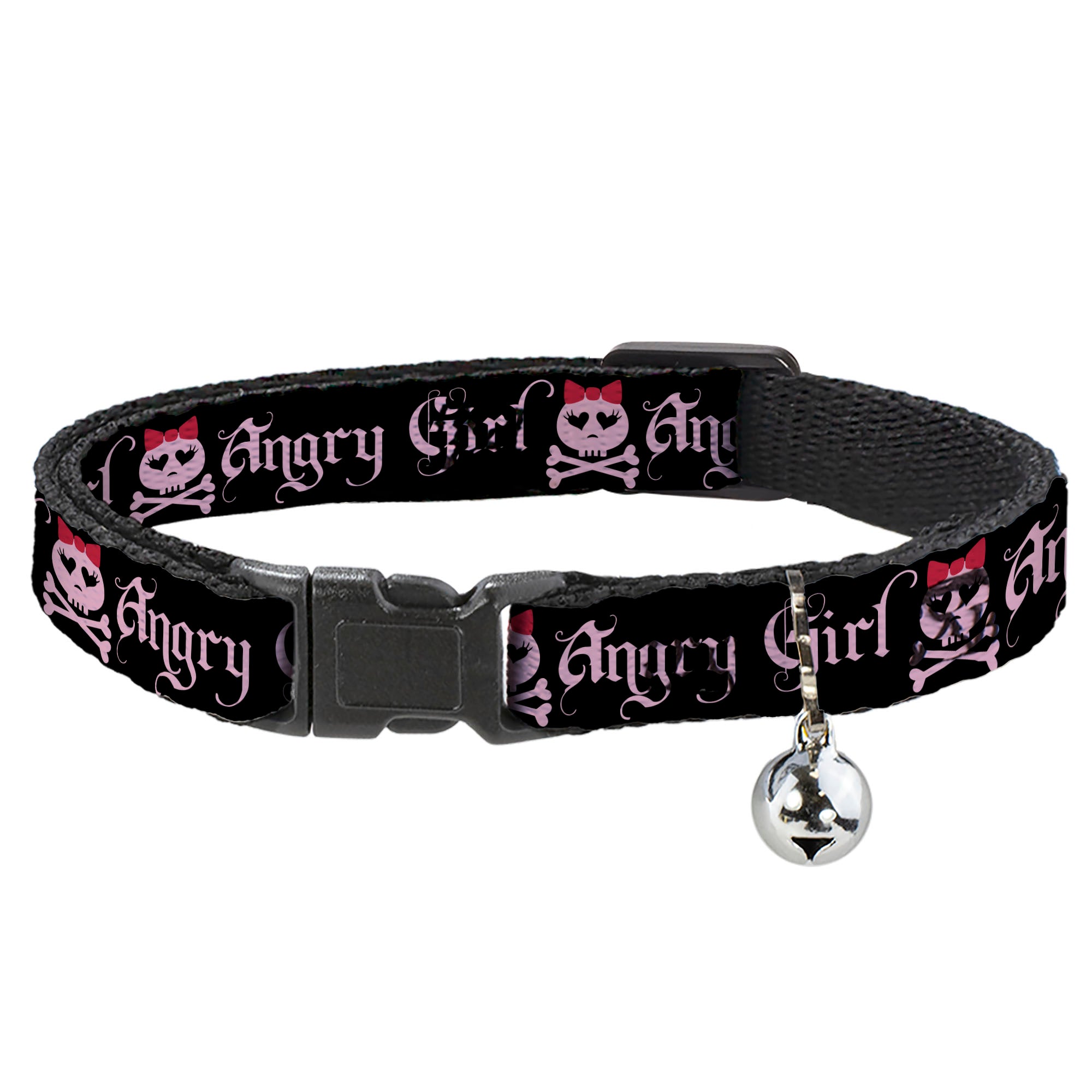 Cat Collar Breakaway - Angry Girl Black Pink Breakaway Cat Collars Buckle-Down