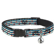 Cat Collar Breakaway - Anchors w Stripes White Blue Red Breakaway Cat Collars Buckle-Down