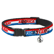 Cat Collar Breakaway - AMERICA, FUCK YEA Red White Blue Breakaway Cat Collars Buckle-Down