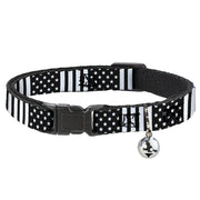 Cat Collar Breakaway - American Flag CLOSE-UP Black White Breakaway Cat Collars Buckle-Down