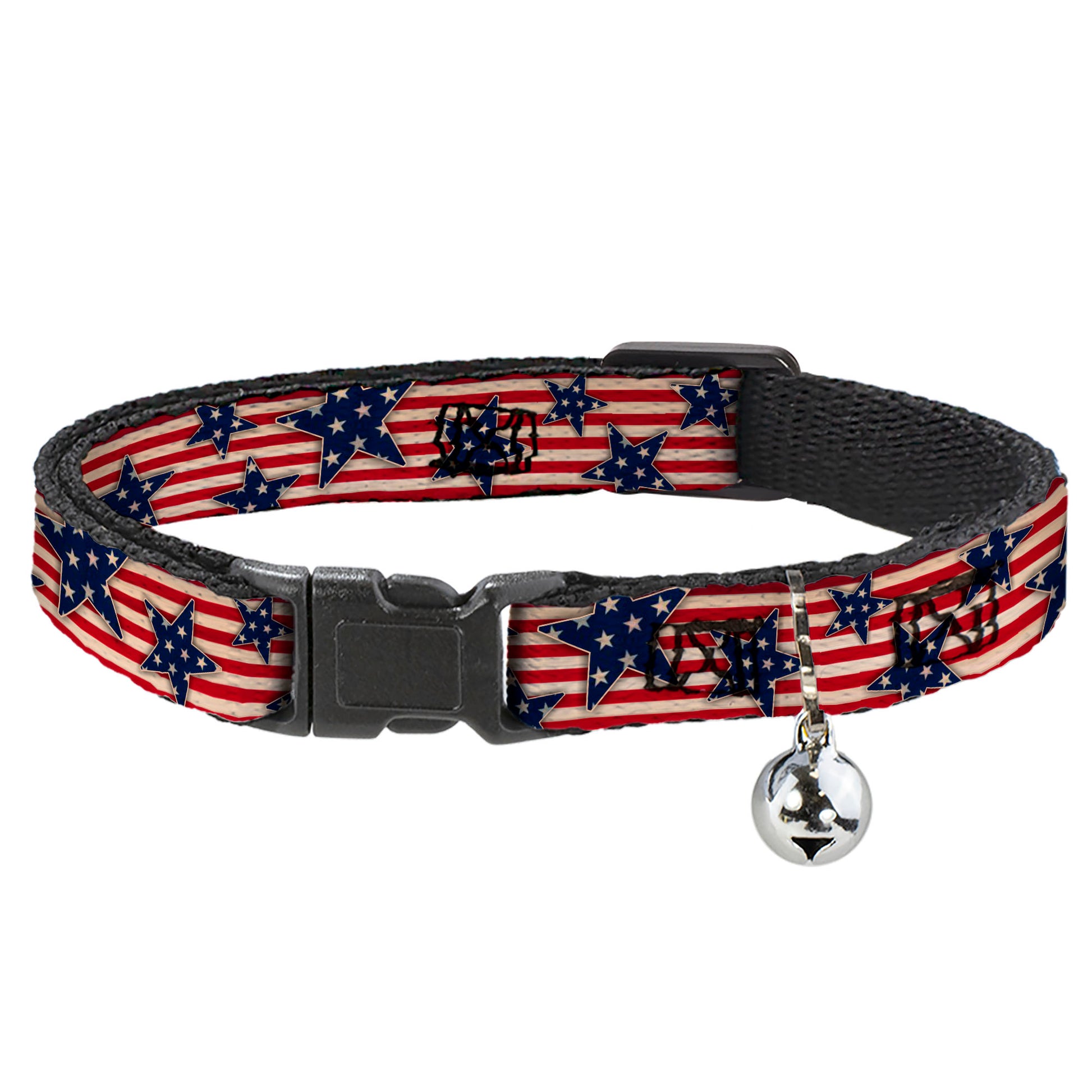 Cat Collar Breakaway - Americana Stars & Stripes Red White Blue White Breakaway Cat Collars Buckle-Down