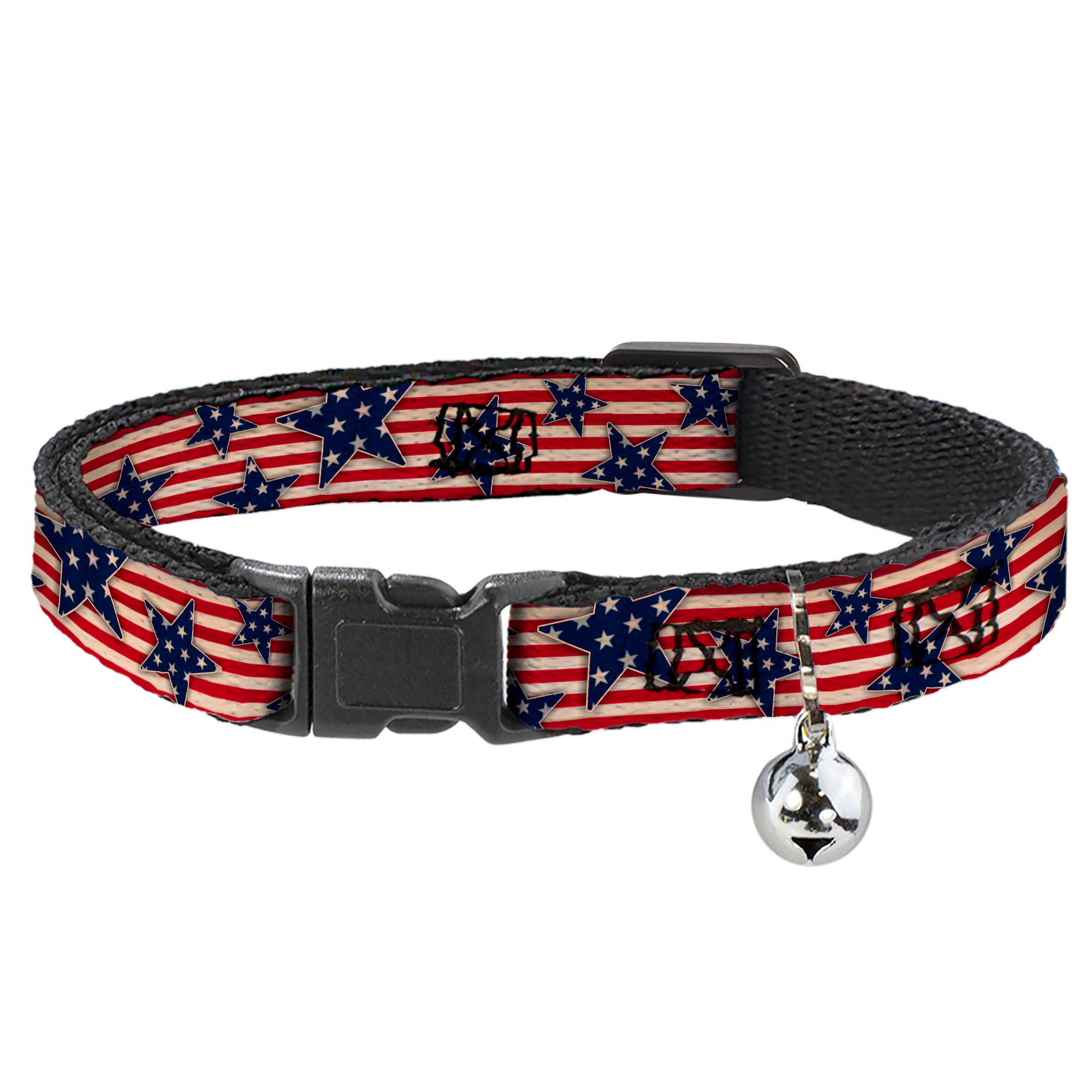 Cat Collar Breakaway - Americana Stars & Stripes Red White Blue White Breakaway Cat Collars Buckle-Down