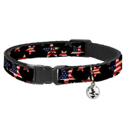 Cat Collar Breakaway - Americana Stars & Flags Black Red White Blue Breakaway Cat Collars Buckle-Down