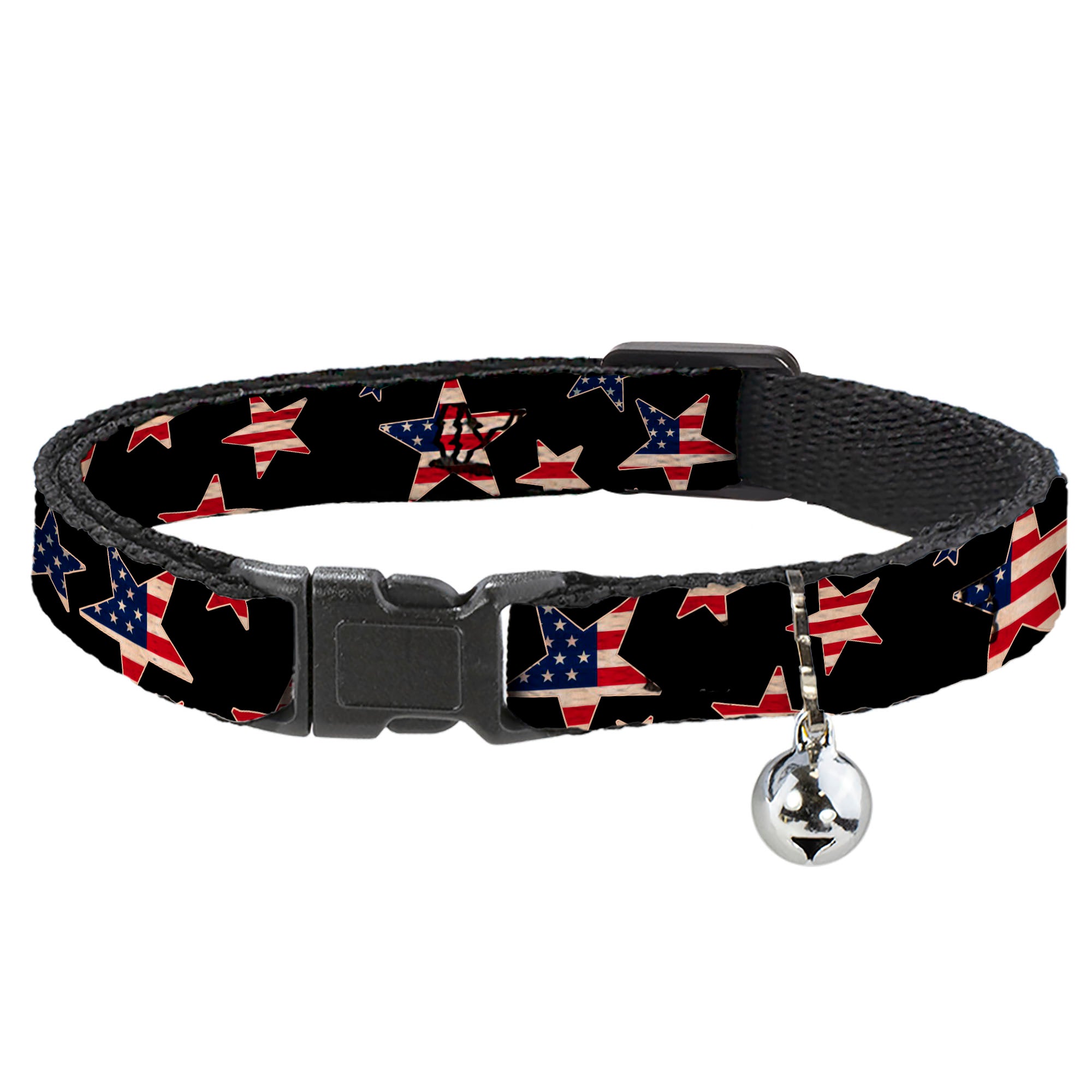 Cat Collar Breakaway - Americana Stars & Flags Black Red White Blue Breakaway Cat Collars Buckle-Down