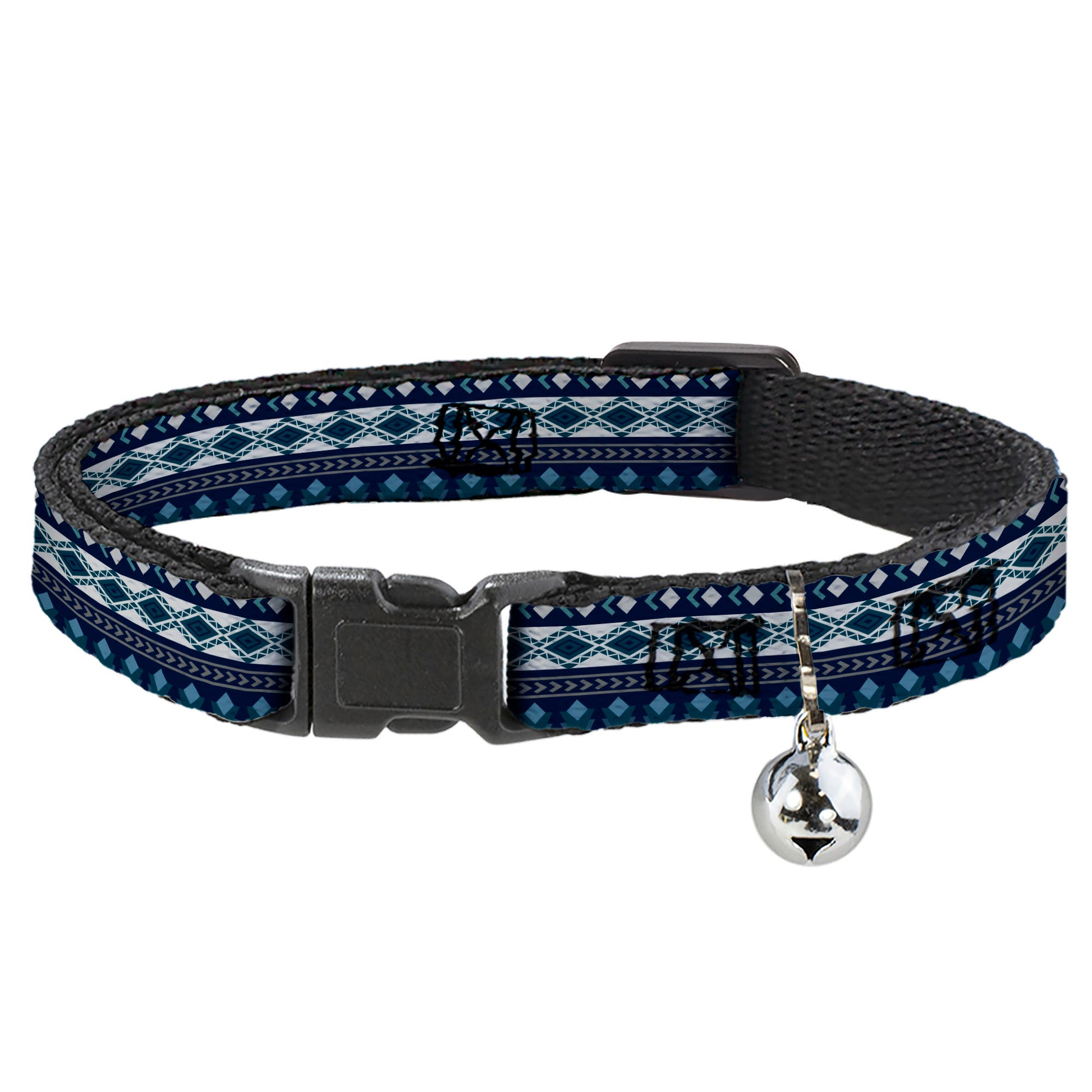 Cat Collar Breakaway - Aztec4 Blues White Gray Breakaway Cat Collars Buckle-Down