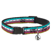 Cat Collar Breakaway - Aztec14 Seafoam Green White Pink Lime Green Black Breakaway Cat Collars Buckle-Down