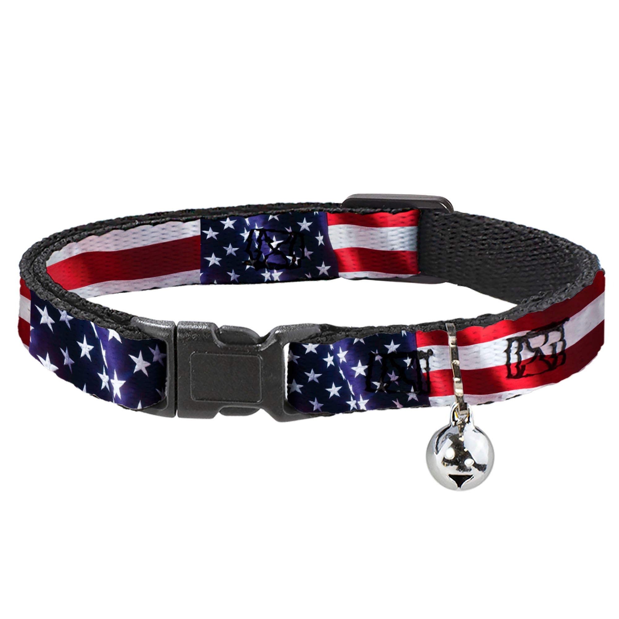 Cat Collar Breakaway - American Flag Vivid CLOSE-UP Breakaway Cat Collars Buckle-Down