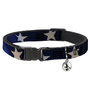 Cat Collar Breakaway - American Flag Vivid Stars CLOSE-UP Blue White Breakaway Cat Collars Buckle-Down