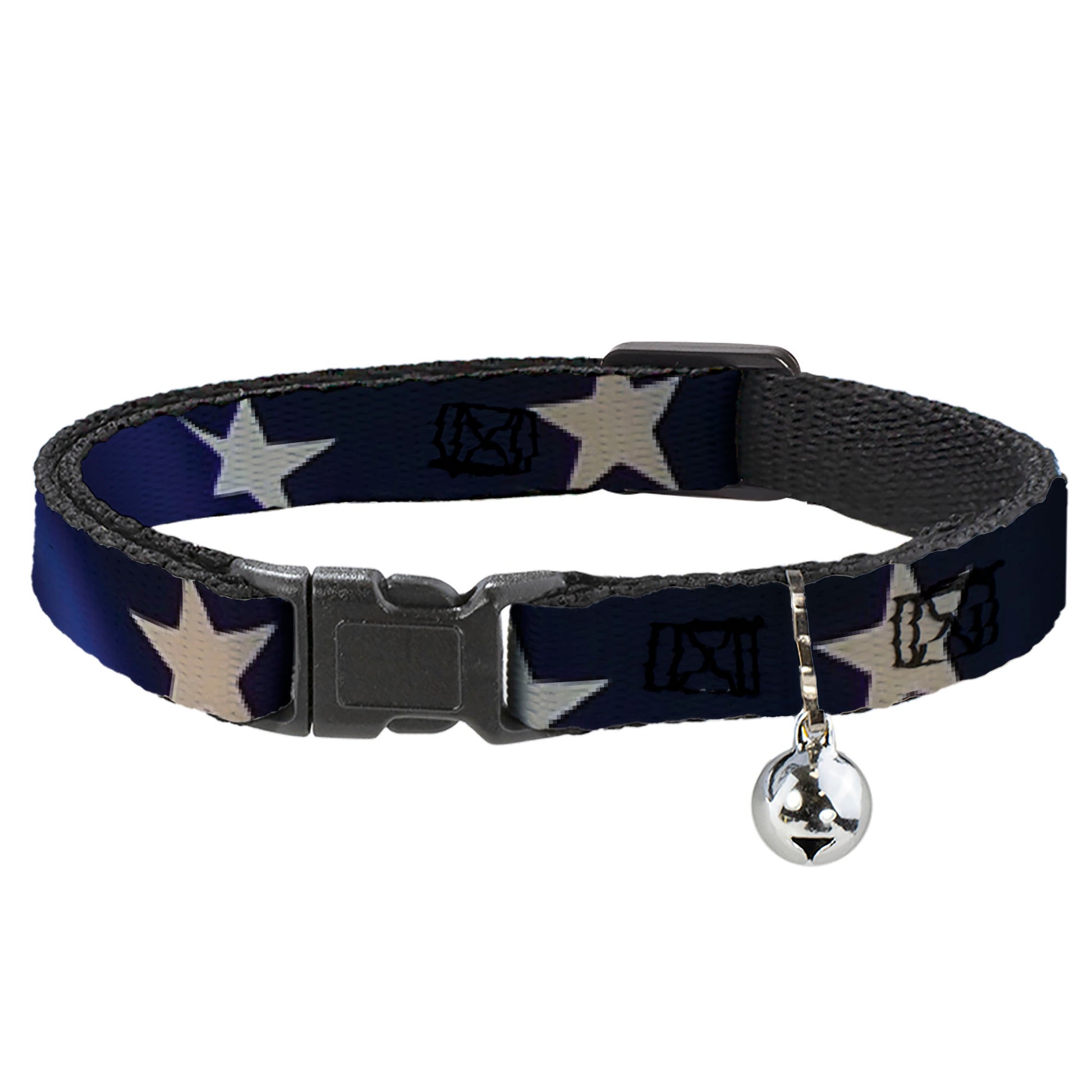 Cat Collar Breakaway - American Flag Vivid Stars CLOSE-UP Blue White Breakaway Cat Collars Buckle-Down