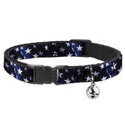 Cat Collar Breakaway - American Flag Vivid Stars Blue White Breakaway Cat Collars Buckle-Down