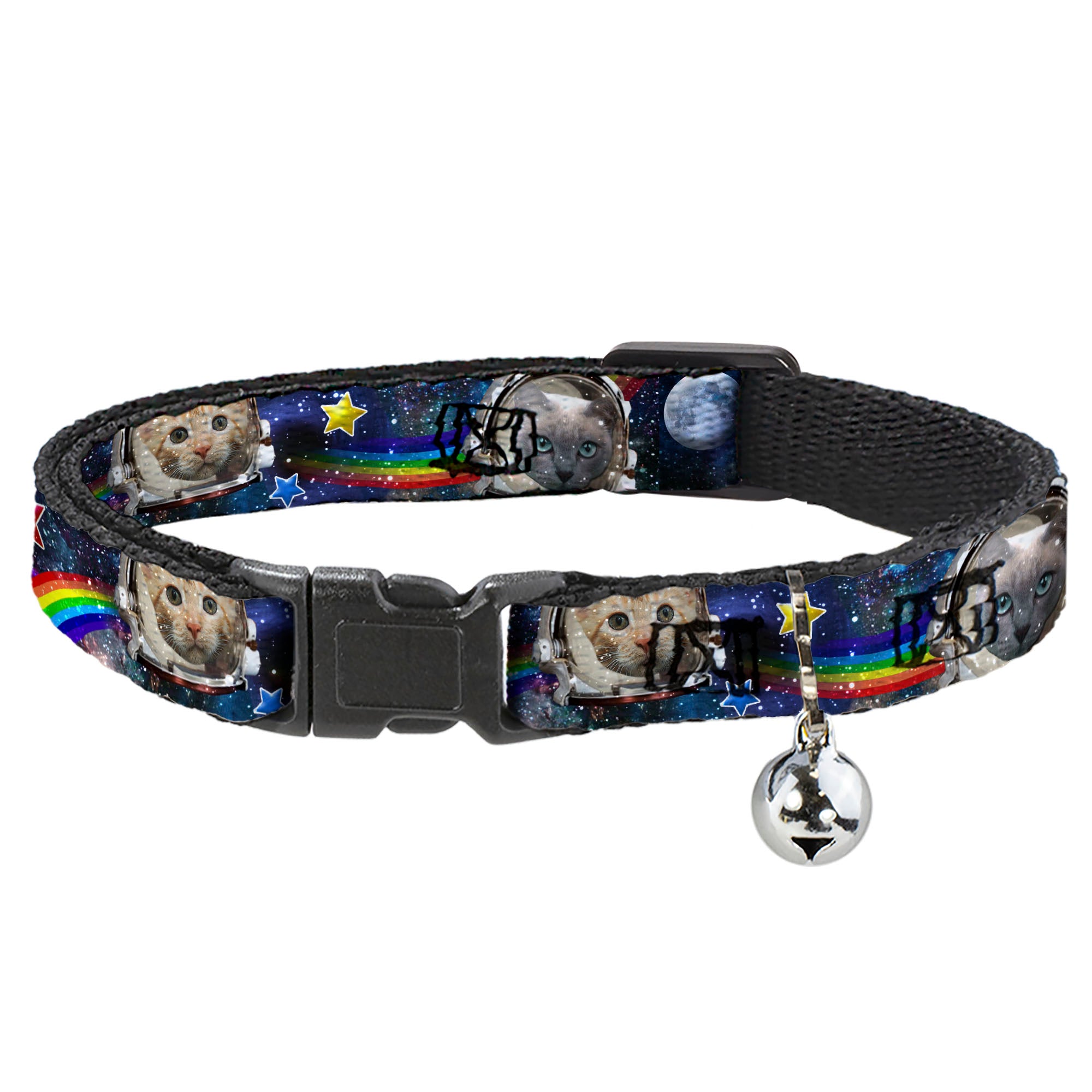 Cat Collar Breakaway - Astronaut Cats in Space Rainbows Stars Breakaway Cat Collars Buckle-Down