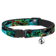 Cat Collar Breakaway - Aliens & UFO's Galaxy Green Black White Breakaway Cat Collars Buckle-Down