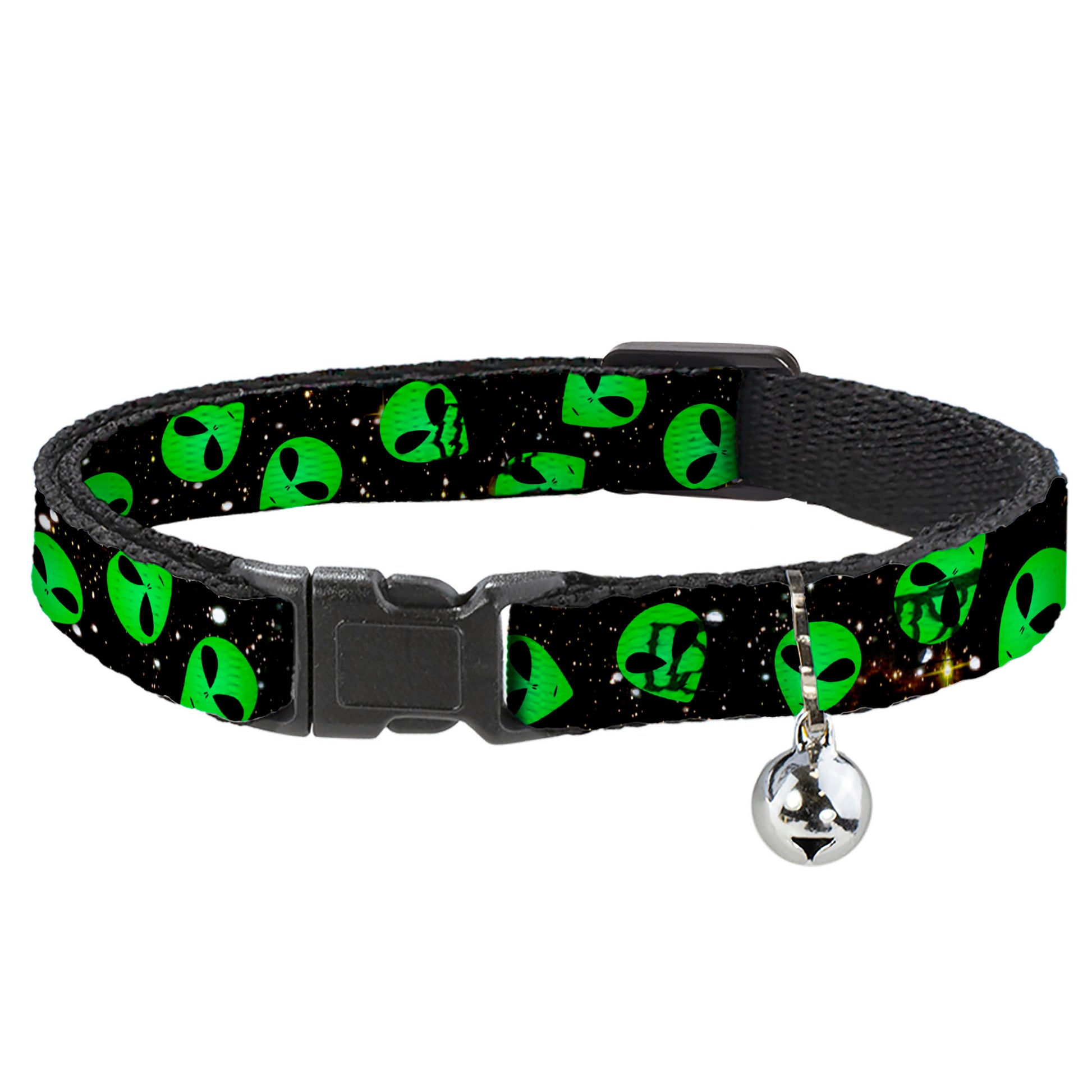 Cat Collar Breakaway - Aliens Head Scattered Galaxy2 Green Black Breakaway Cat Collars Buckle-Down