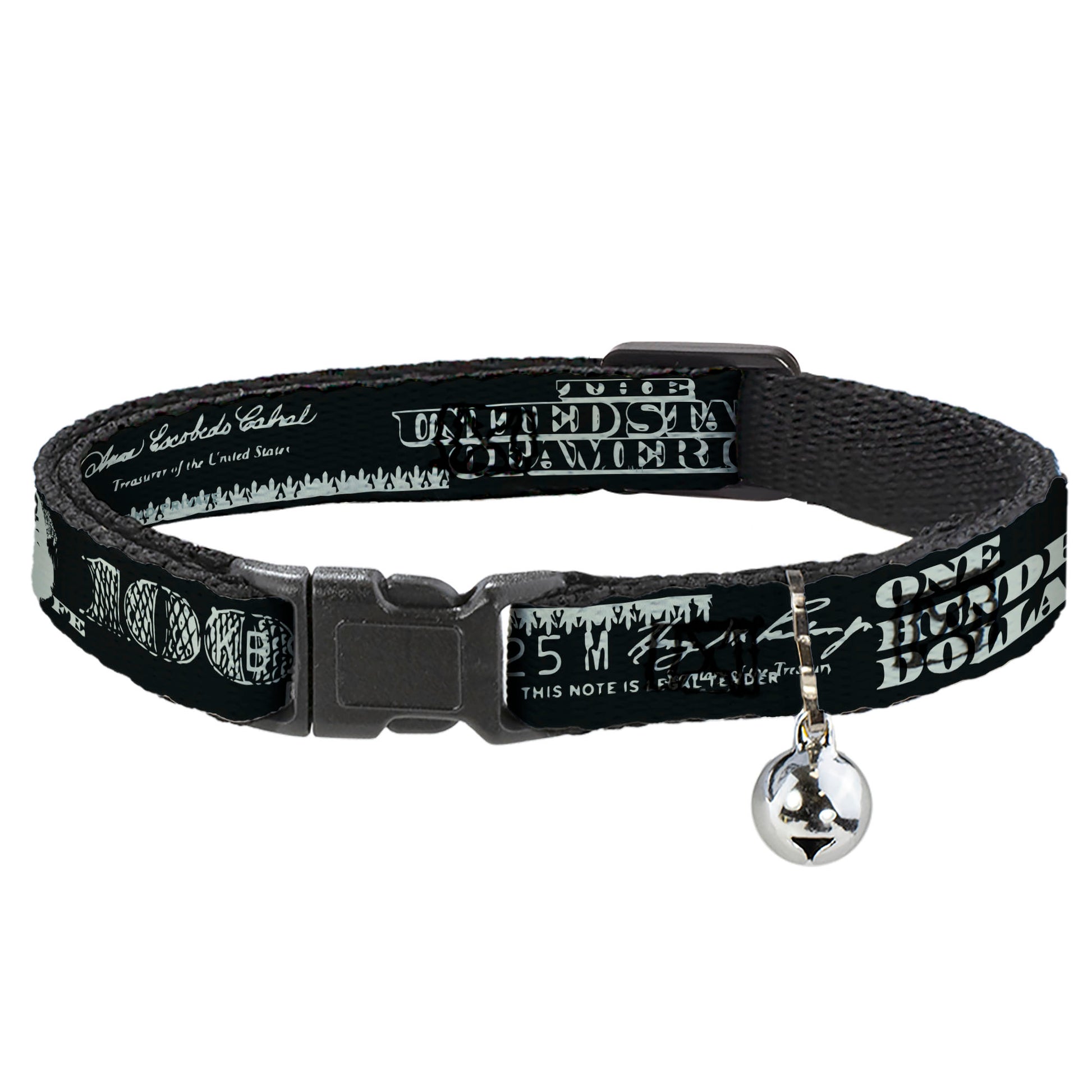 Cat Collar Breakaway - Americana One Hundred Dollar Bill Elements Black Gray Breakaway Cat Collars Buckle-Down