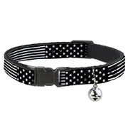 Cat Collar Breakaway - Americana Stars & Stripes2 Black White Breakaway Cat Collars Buckle-Down