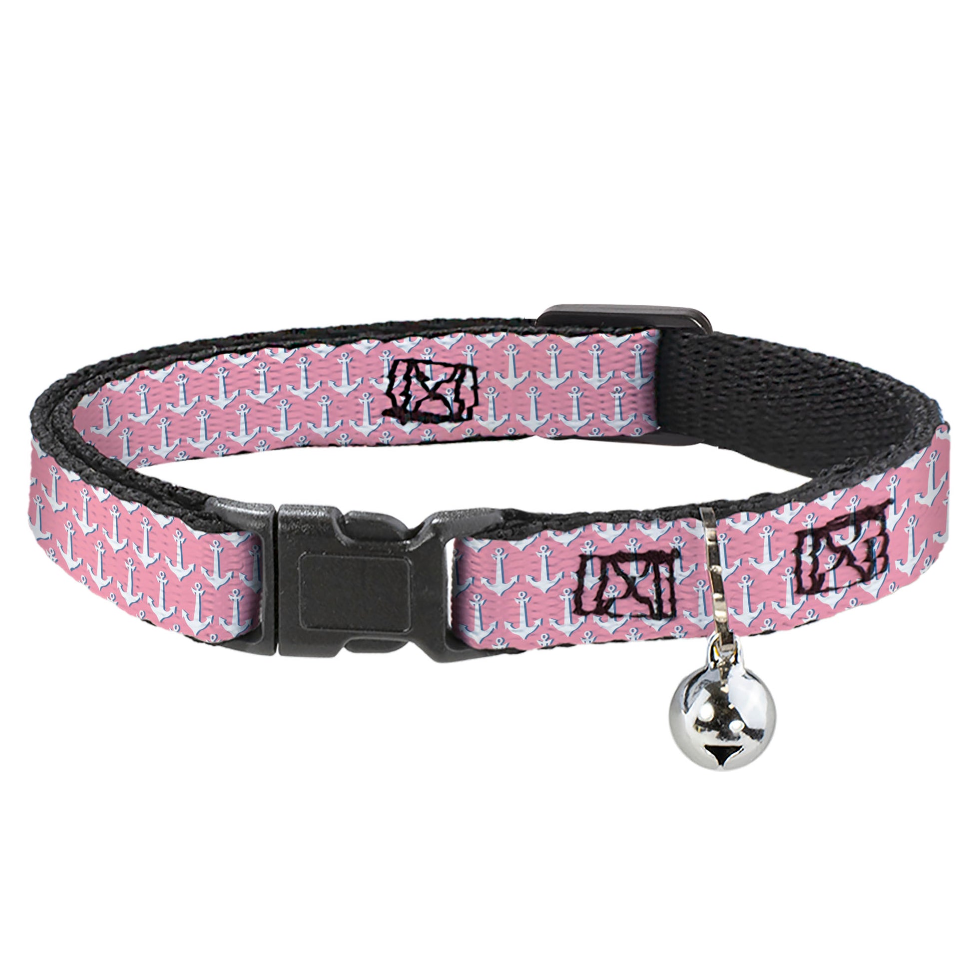 Cat Collar Breakaway - Anchor2 Monogram Baby Pink Baby Blue White Breakaway Cat Collars Buckle-Down