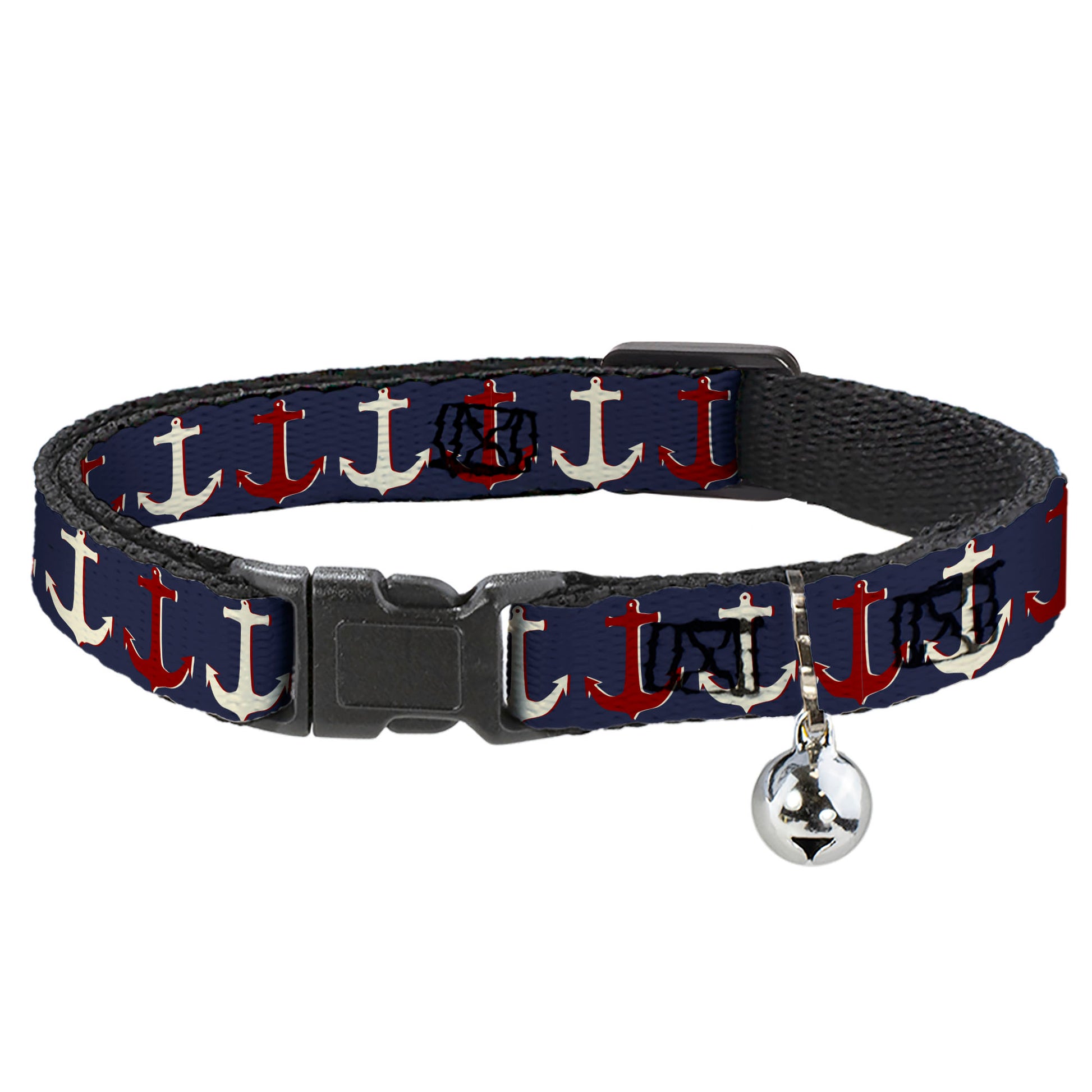 Cat Collar Breakaway - Anchor3 C U Navy Red Cream Breakaway Cat Collars Buckle-Down