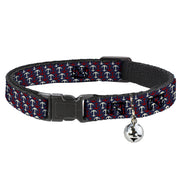 Cat Collar Breakaway - Anchor3 Flip Navy Red Cream Breakaway Cat Collars Buckle-Down