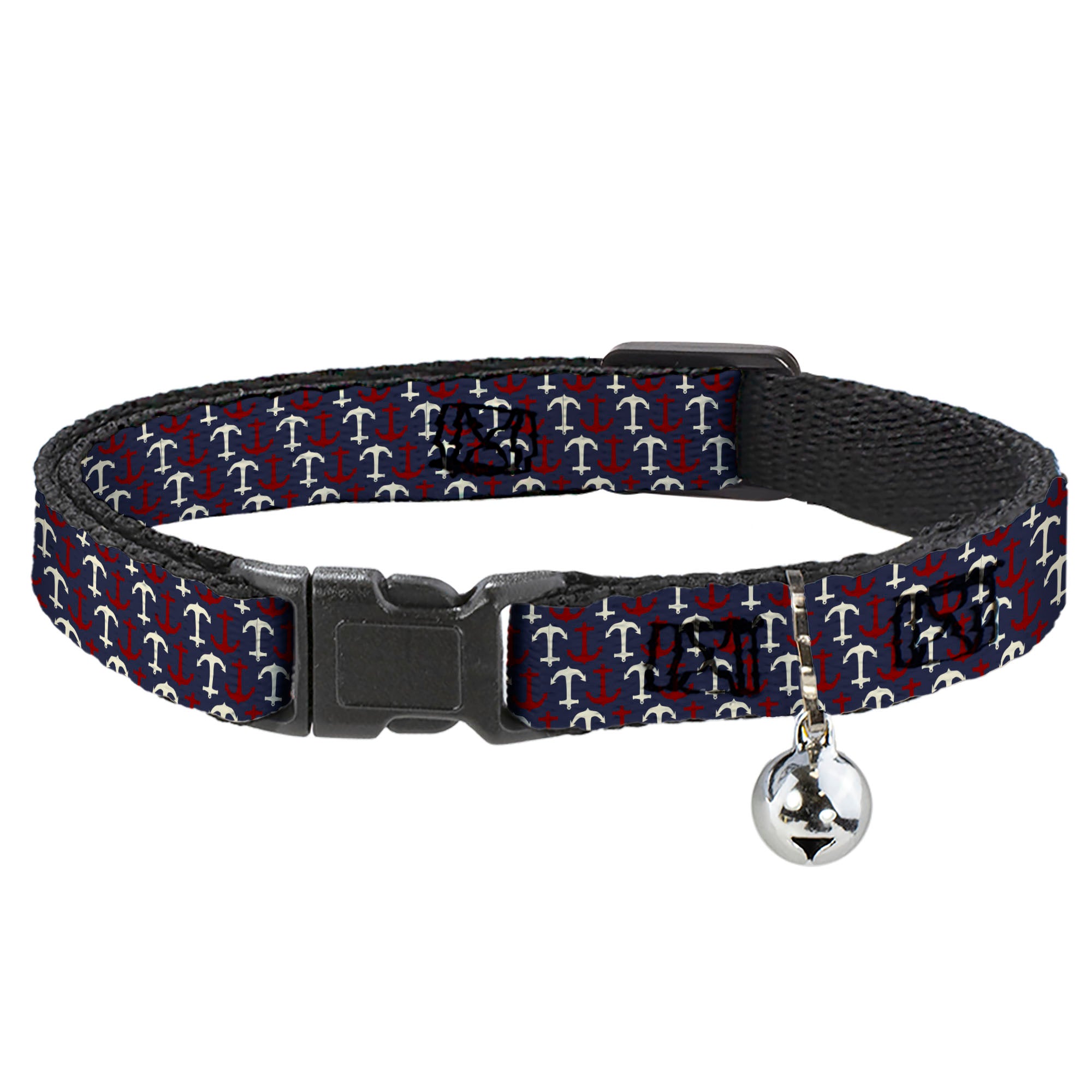 Cat Collar Breakaway - Anchor3 Flip Navy Red Cream Breakaway Cat Collars Buckle-Down