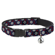 Cat Collar Breakaway - Anchor3 Helm Monogram Navy Red Cream Breakaway Cat Collars Buckle-Down