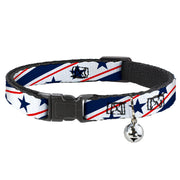 Cat Collar Breakaway - Americana Diagonal Stars & Stripes White Red Blue Breakaway Cat Collars Buckle-Down