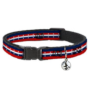 Cat Collar Breakaway - Americana Stripe w Stars Blue Red White Breakaway Cat Collars Buckle-Down