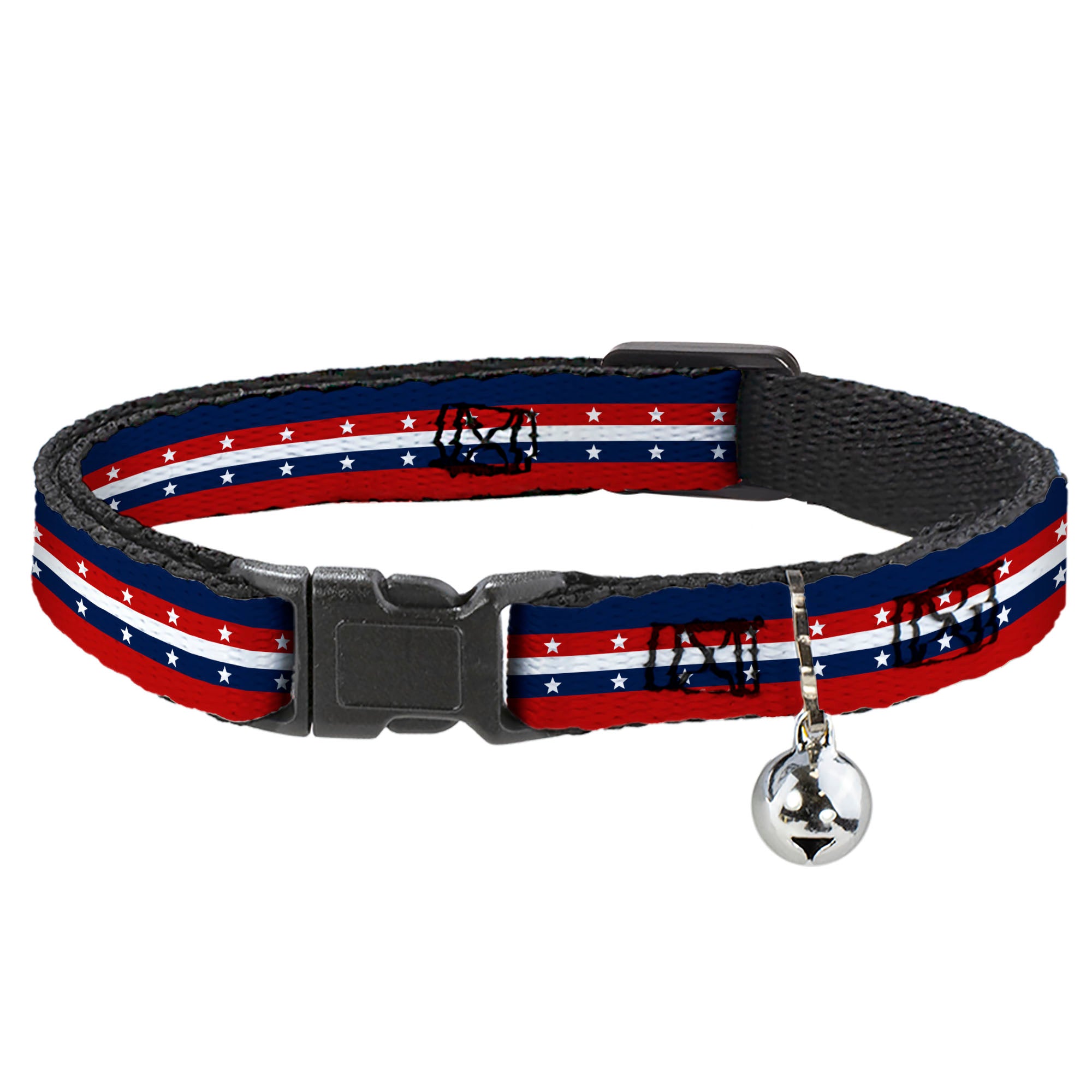 Cat Collar Breakaway - Americana Stripe w Stars Blue Red White Breakaway Cat Collars Buckle-Down