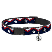 Cat Collar Breakaway - American Chevron & Stripes White Red Blue Breakaway Cat Collars Buckle-Down