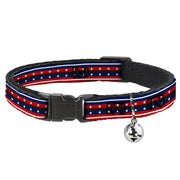 Cat Collar Breakaway - Americana Stripe w Stars2 Blue Red White Breakaway Cat Collars Buckle-Down