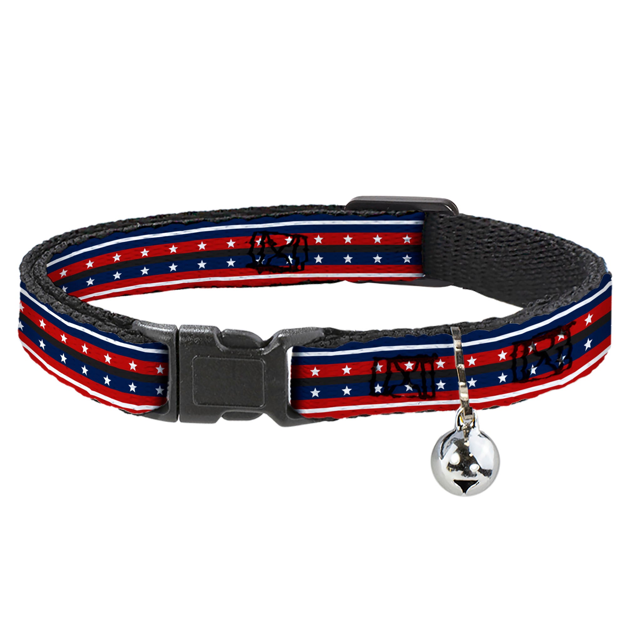 Cat Collar Breakaway - Americana Stripe w Stars2 Blue Red White Breakaway Cat Collars Buckle-Down
