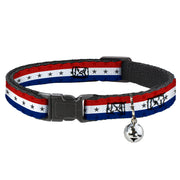 Cat Collar Breakaway - Americana Star Stripes Red White Blue Breakaway Cat Collars Buckle-Down